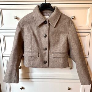 Tan Cropped Wool Jacket